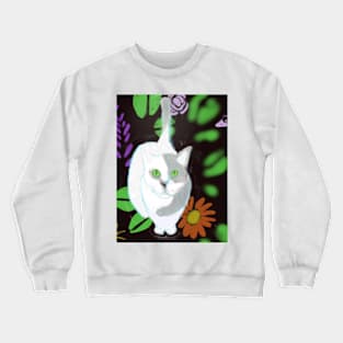 Cat in the flower garden Crewneck Sweatshirt